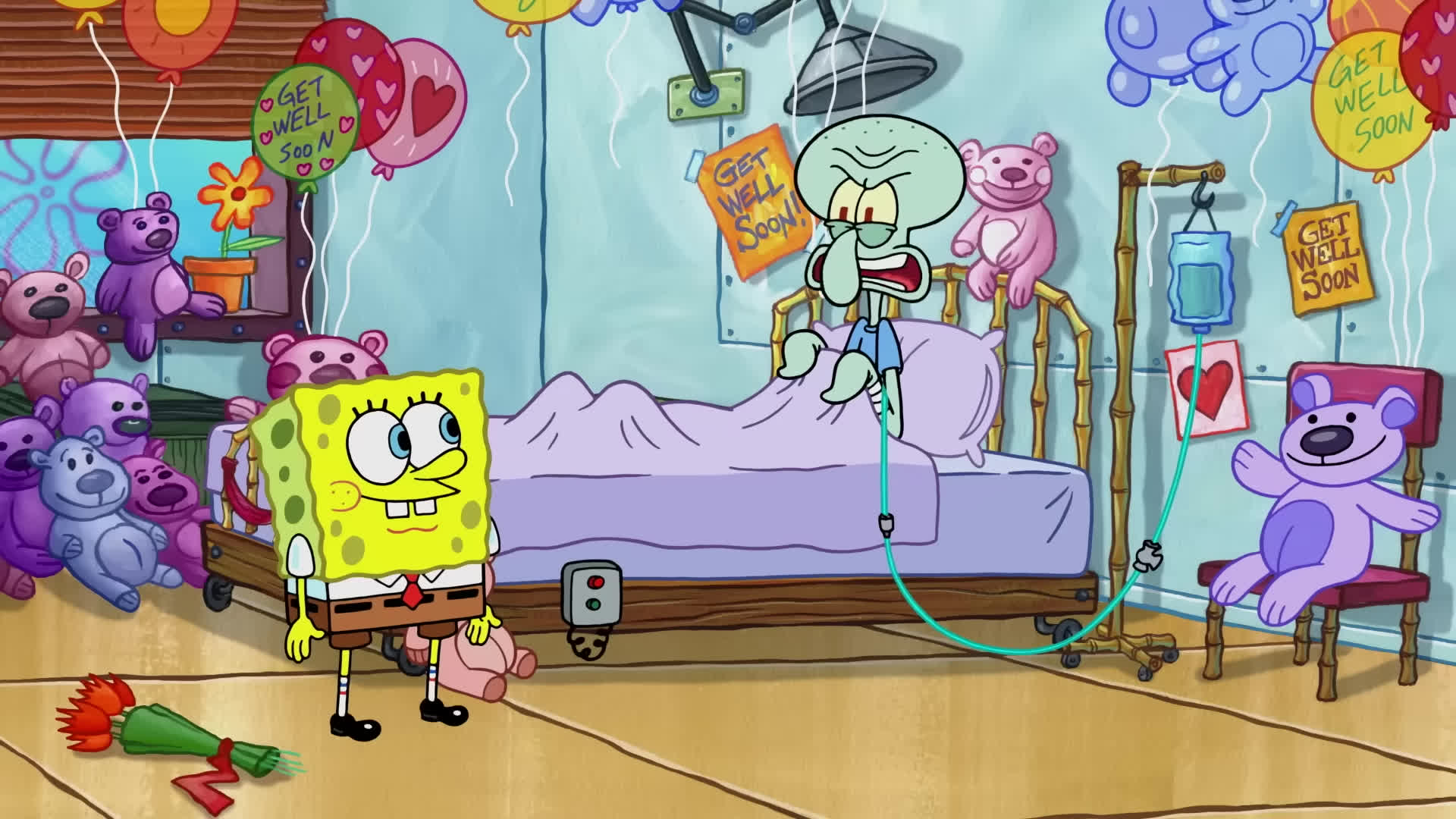 پوستر اسفنج باب درگیری با دوستانش به مدت 60 دقیقه پشت سر هم 👊...