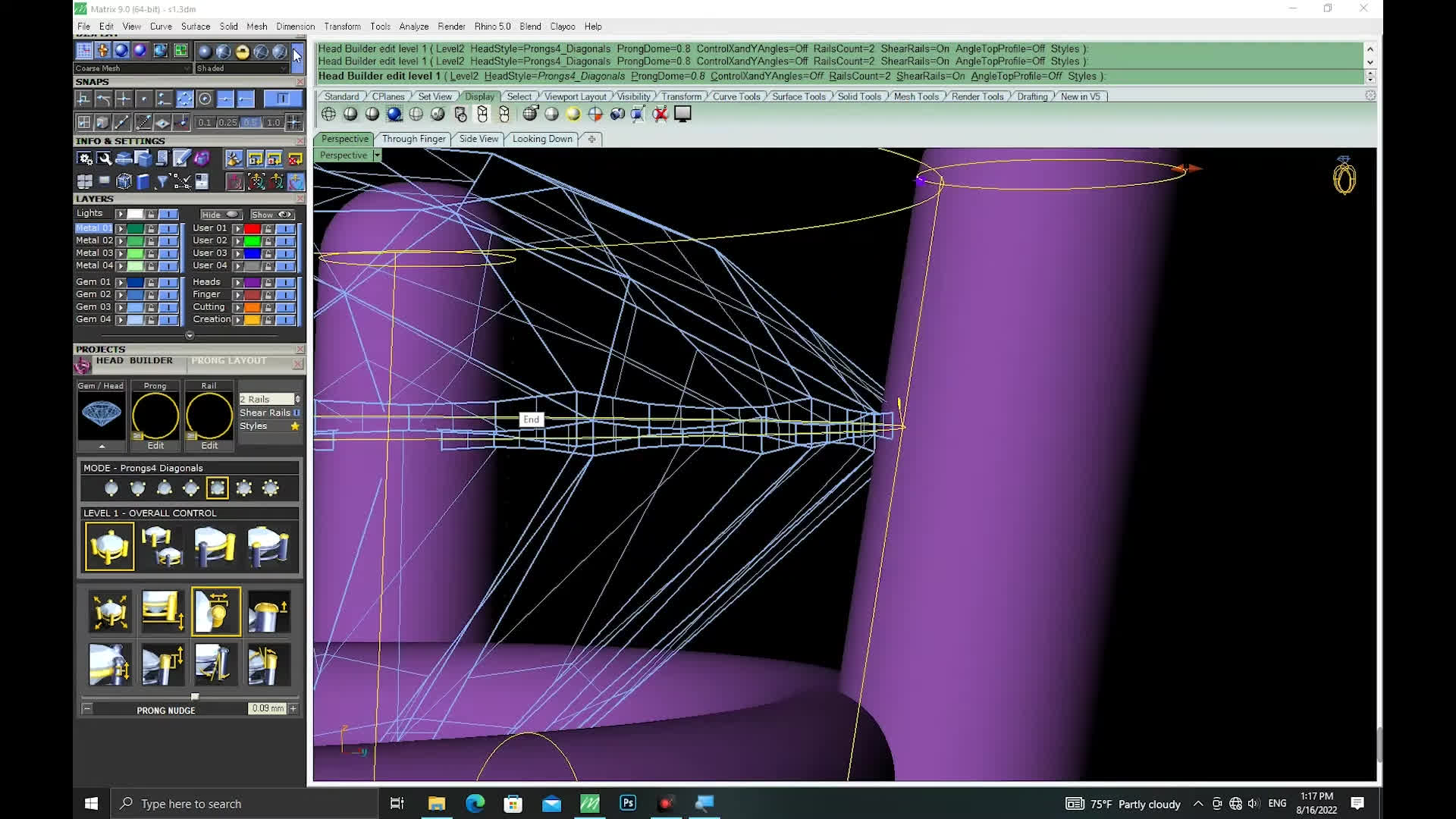 طراحی جواهرات با نرم‌افزار ماتریکس 9